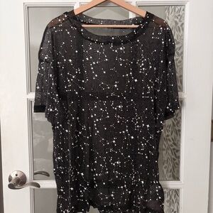 WDIRARA Mesh Galaxy Stretch Top Sz L NWT